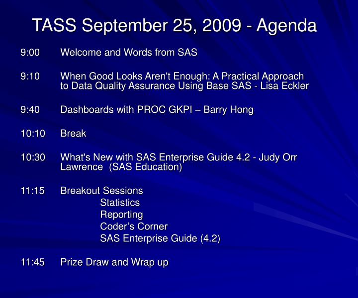 tass september 25 2009 agenda