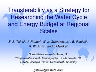 Transferability as a Strategy for Researching the Water Cycle and Energy Budget at Regional Scales