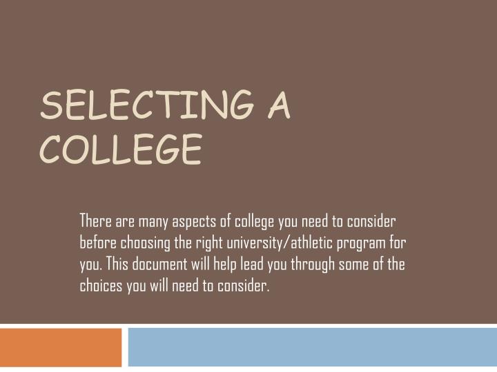 selecting a college
