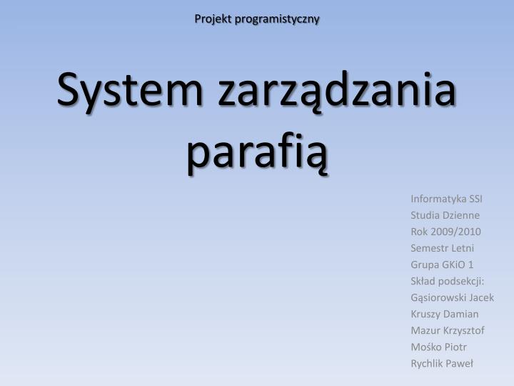 system zarz dzania parafi