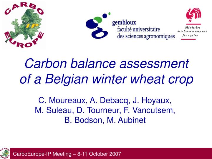 carbon balance assessment of a belgian winter wheat crop