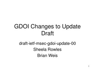 GDOI Changes to Update Draft