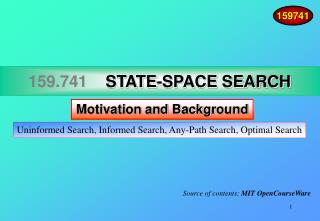 159.741 STATE-SPACE SEARCH