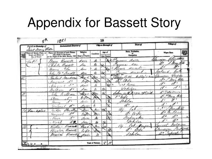 appendix for bassett story