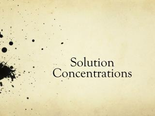 Solution Concentrations