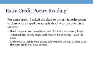 Extra Credit Poetry Reading!