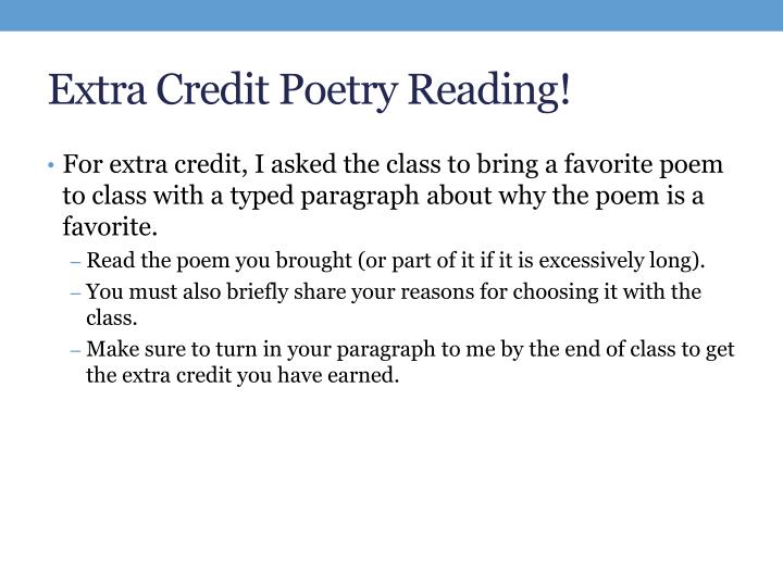 extra credit poetry reading