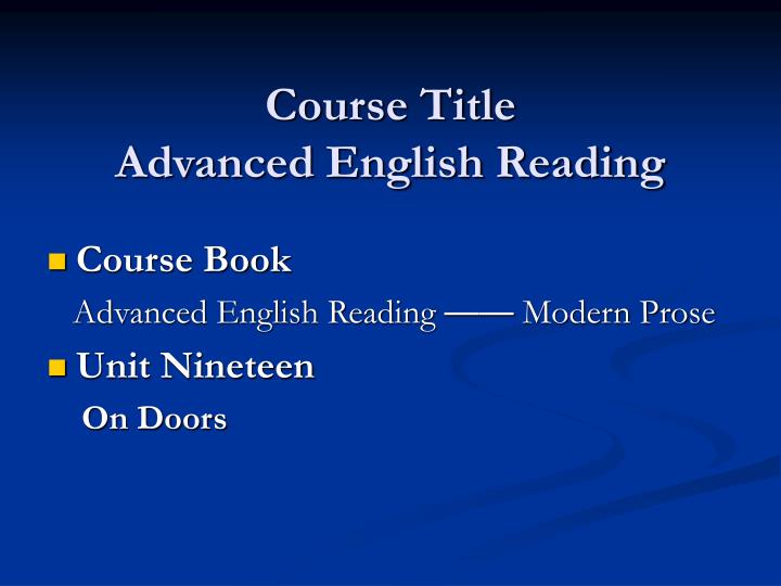 course title advanced english reading