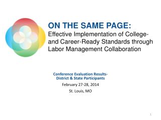 Conference Evaluation Results- District &amp; State Participants February 27-28, 2014 St. Louis, MO