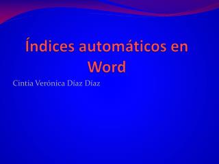 ndices autom ticos en word