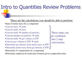 Intro to Quantities Review Problems