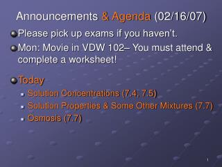 Announcements &amp; Agenda (02/16/07)