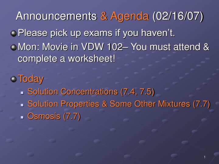 announcements agenda 02 16 07
