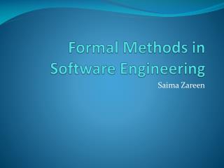 Formal Methods in Software Engineering