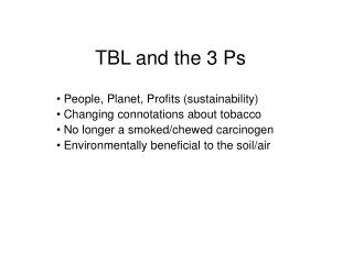 TBL and the 3 Ps