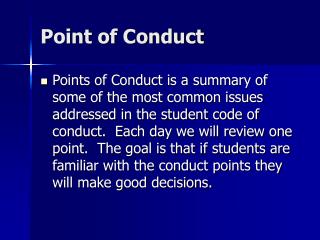 Point of Conduct