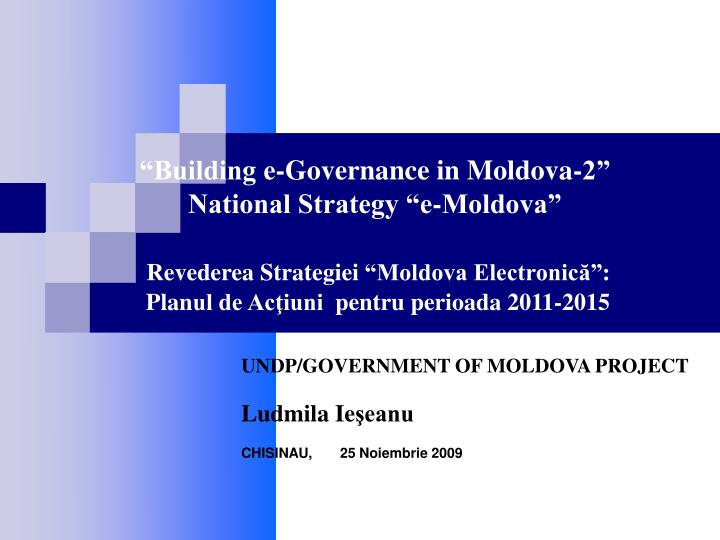 undp government of moldova project ludmila ie eanu chisinau 25 noiembrie 2009