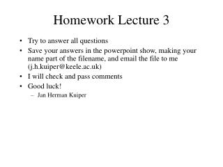 Homework Lecture 3