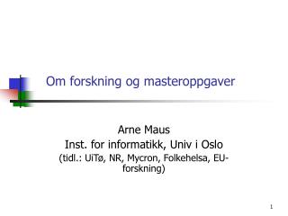 om forskning og masteroppgaver
