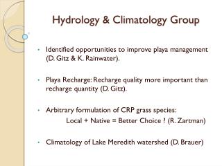 Hydrology &amp; Climatology Group