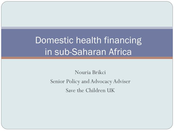 domestic health financing in sub saharan africa