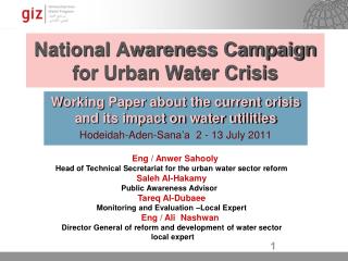 National Awareness Campaign for Urban Water Crisis