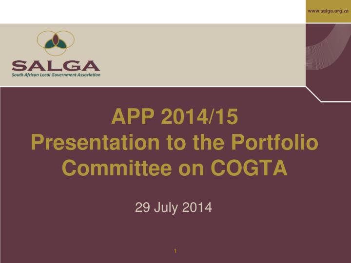 app 2014 15 presentation to the portfolio committee on cogta