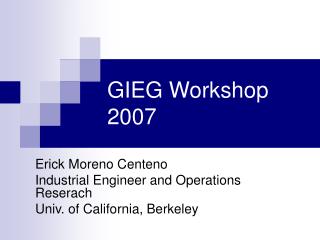 GIEG Workshop 2007