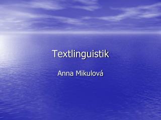 textlinguistik