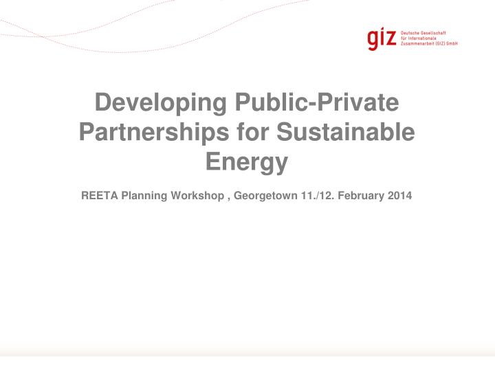 developing public private partnerships for sustainable energy