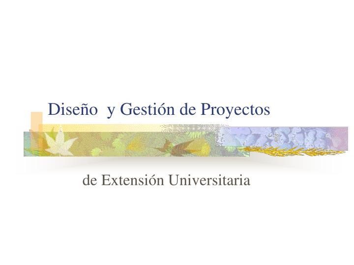 dise o y gesti n de proyectos