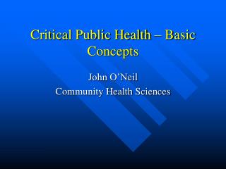 Critical Public Health – Basic Concepts