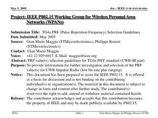 Project: IEEE P802.15 Working Group for Wireless Personal Area Networks (WPANs)