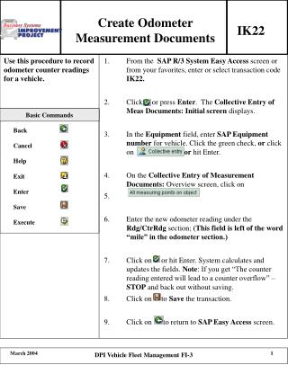 Create Odometer Measurement Documents