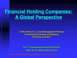 Financial Holding Companies: A Global Perspective