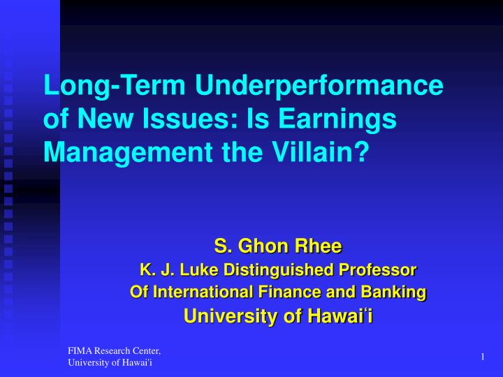 long term underperformance of new issues is earnings management the villain