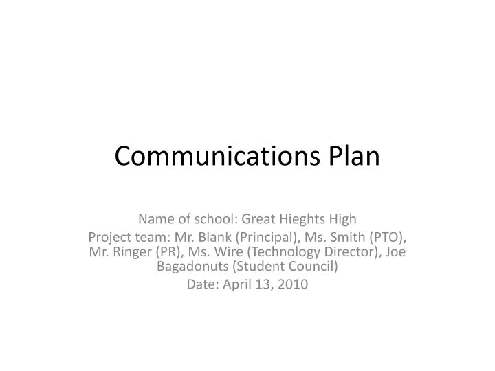 communications plan
