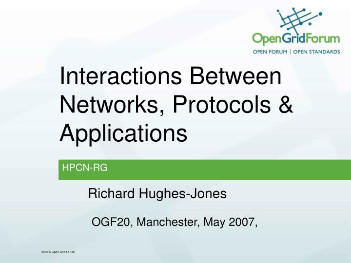 interactions between networks protocols applications
