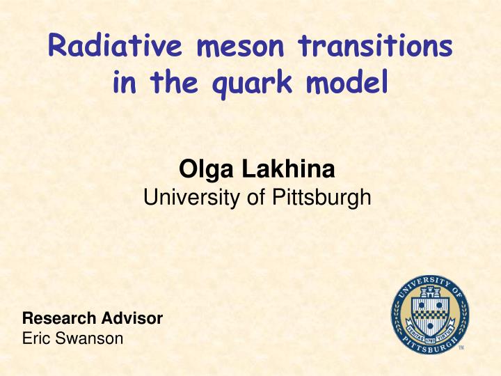 radiative meson transitions in the quark model