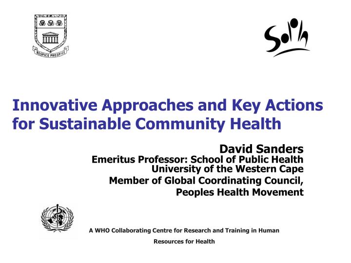 innovative approaches and key actions for sustainable community health