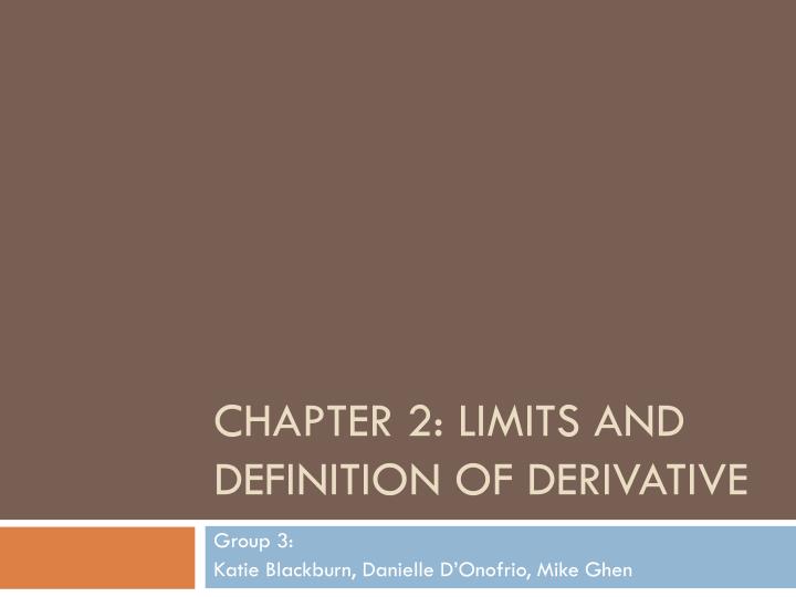chapter 2 limits and definition of derivative