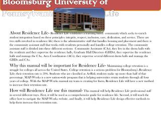 Bloomsburg University of Pennsylvania Residence Life