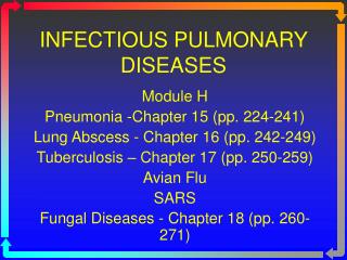 INFECTIOUS PULMONARY DISEASES