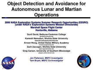 Object Detection and Avoidance for Autonomous Lunar and Martian Operations