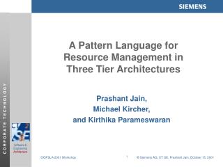 A Pattern Language for Resource Management in Three Tier Architectures