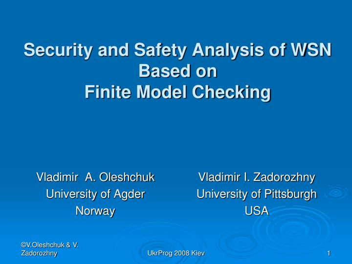 security and safety analysis of wsn based on finite model checking