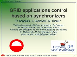 GRID applications control based on synchronizers