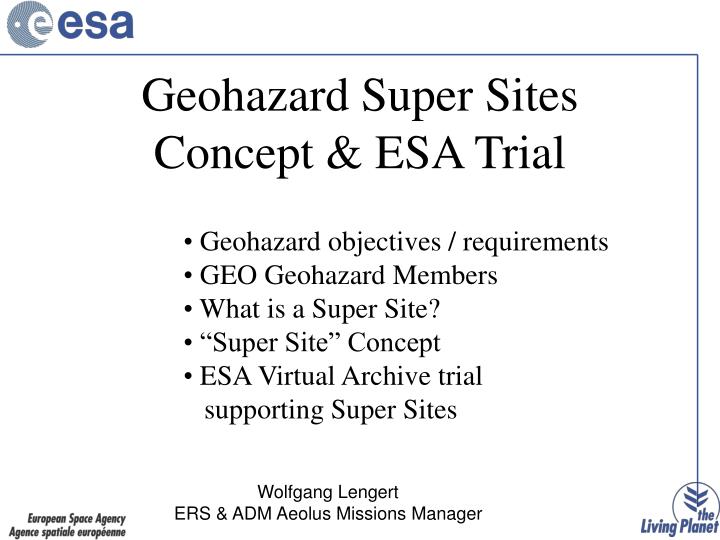 geohazard super sites concept esa trial