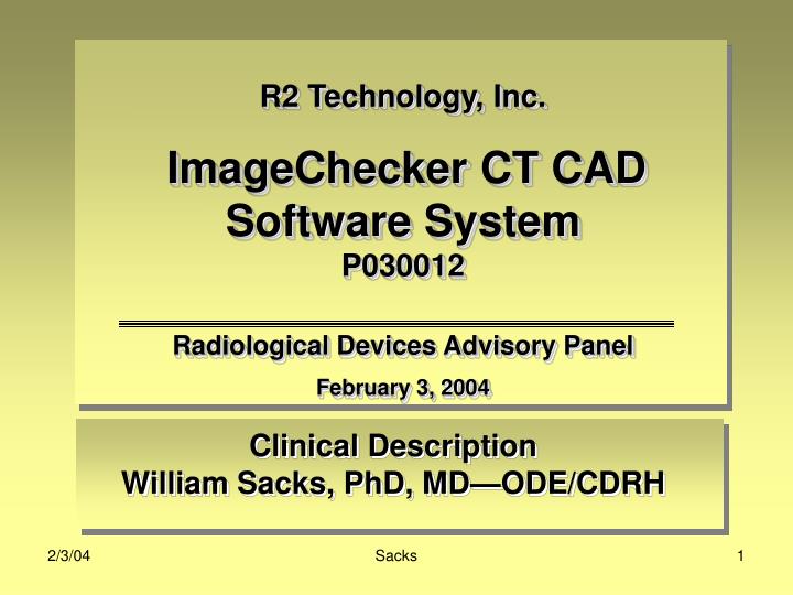 clinical description william sacks phd md ode cdrh