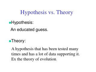 Hypothesis vs. Theory